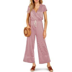 Pink &  White striped jumpsuit